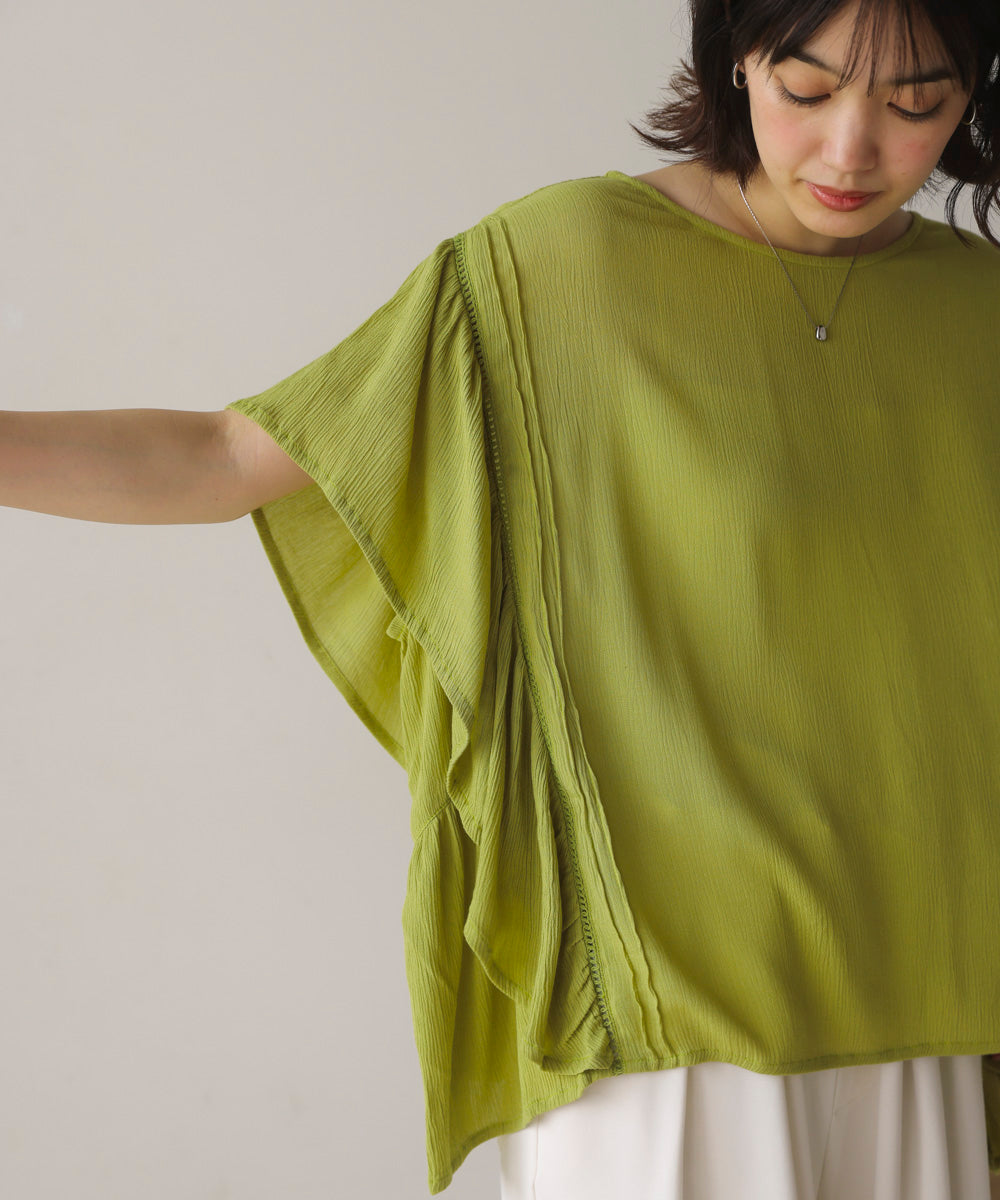 レーヨンクレープフレアスリーブブラウス