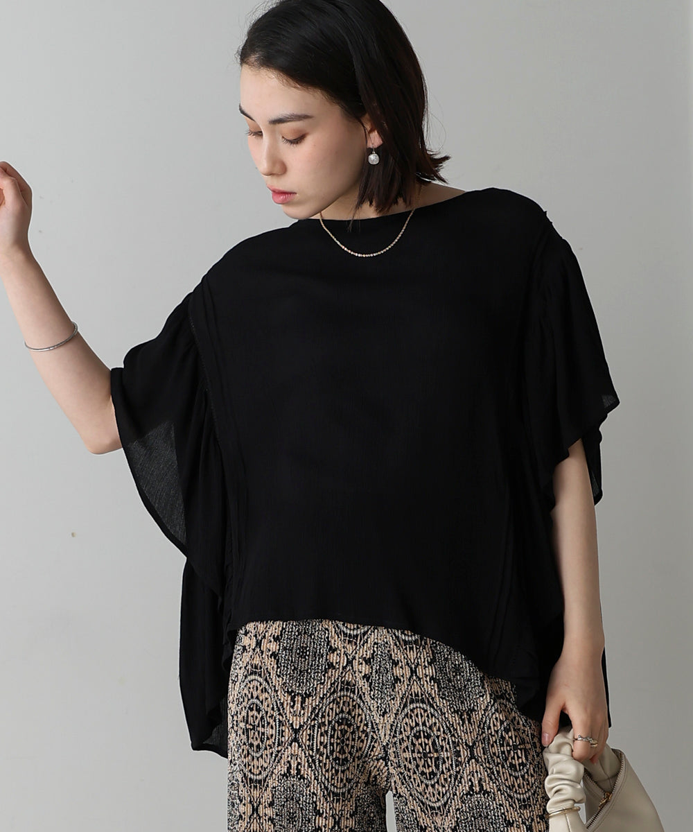 レーヨンクレープフレアスリーブブラウス