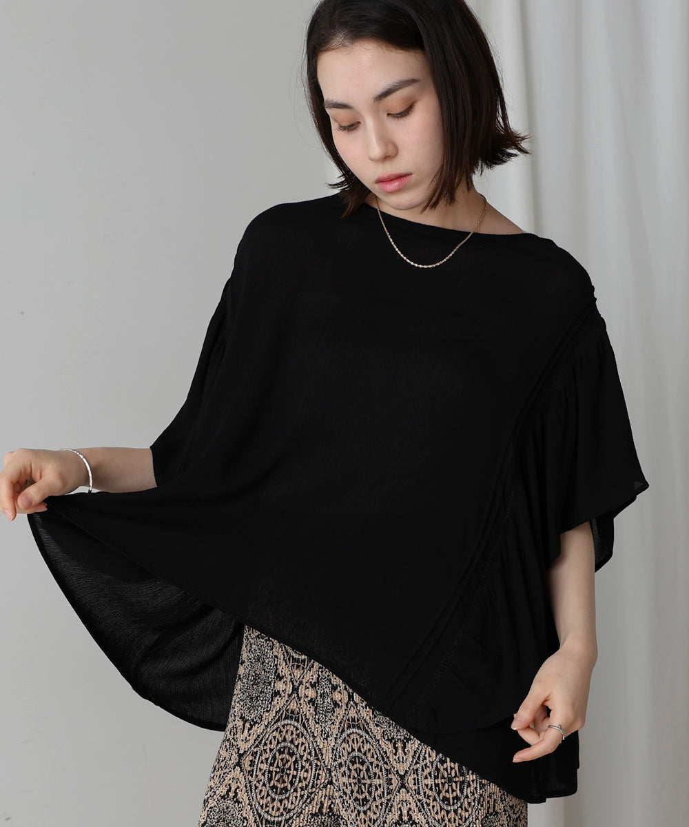 レーヨンクレープフレアスリーブブラウス