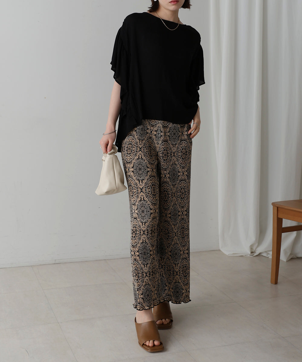 レーヨンクレープフレアスリーブブラウス