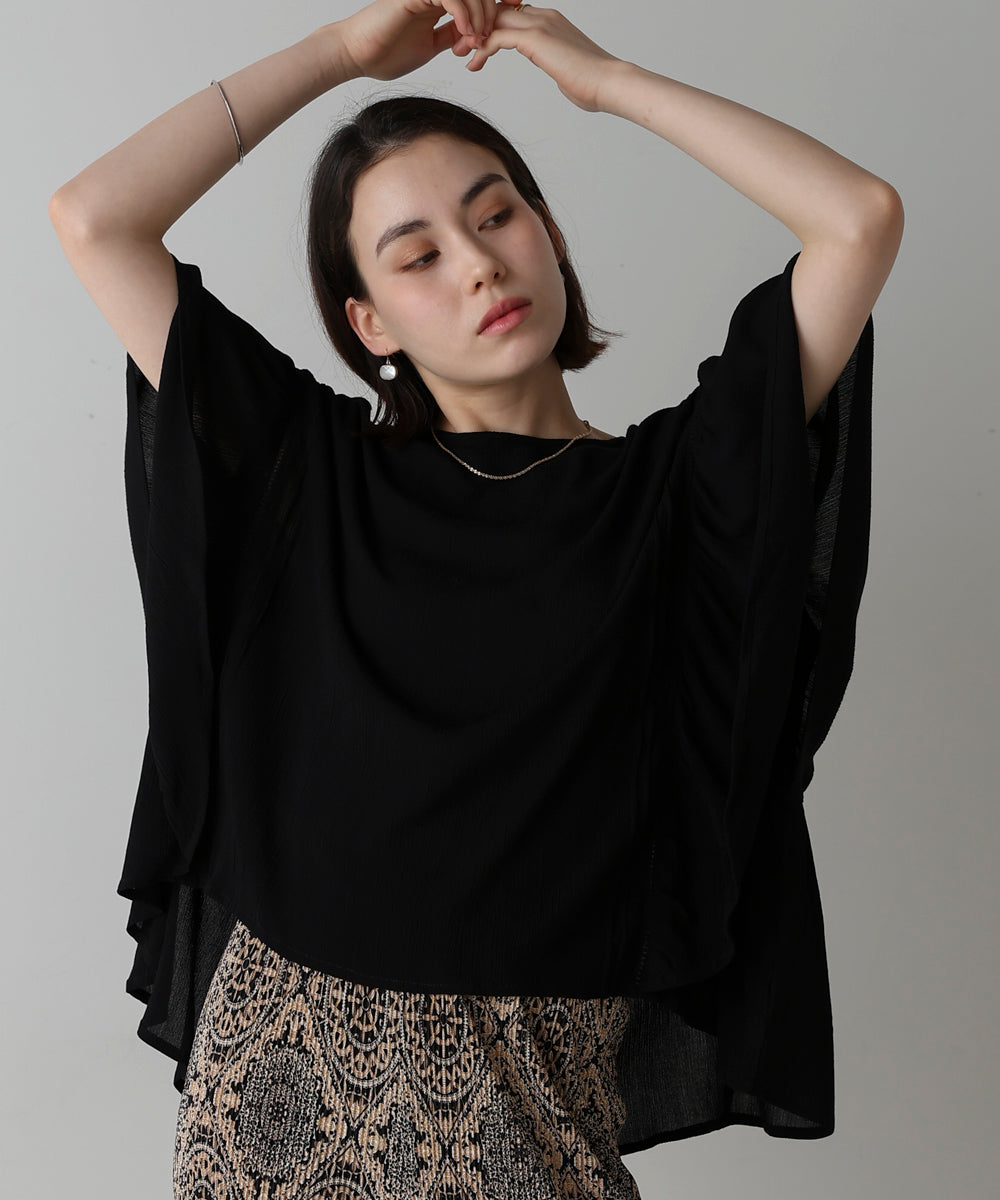 レーヨンクレープフレアスリーブブラウス