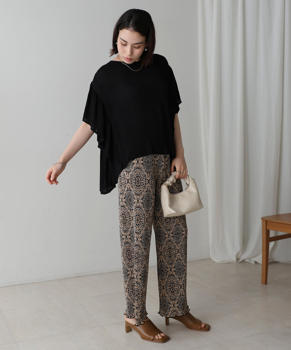 レーヨンクレープフレアスリーブブラウス