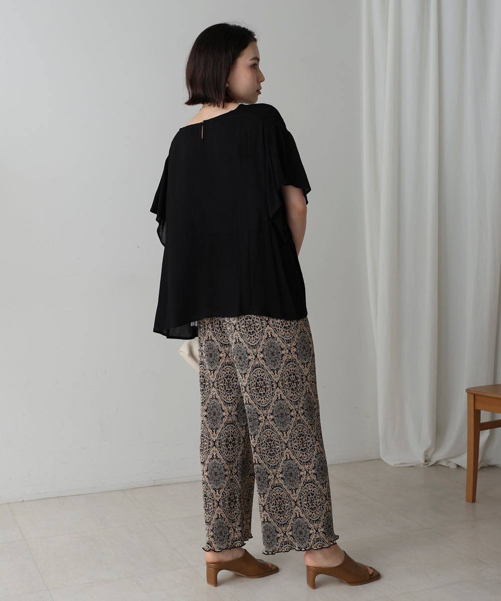 レーヨンクレープフレアスリーブブラウス