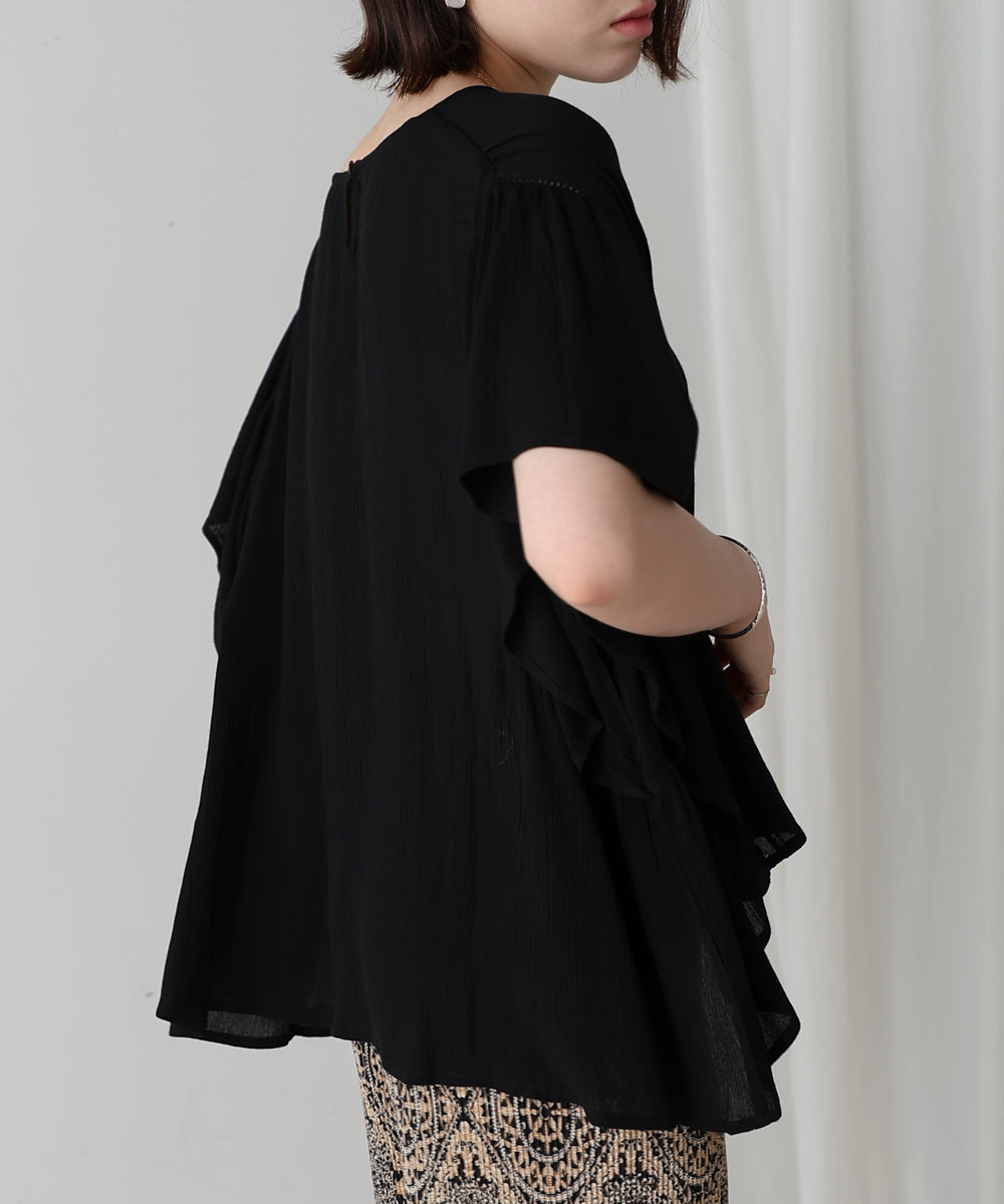 レーヨンクレープフレアスリーブブラウス