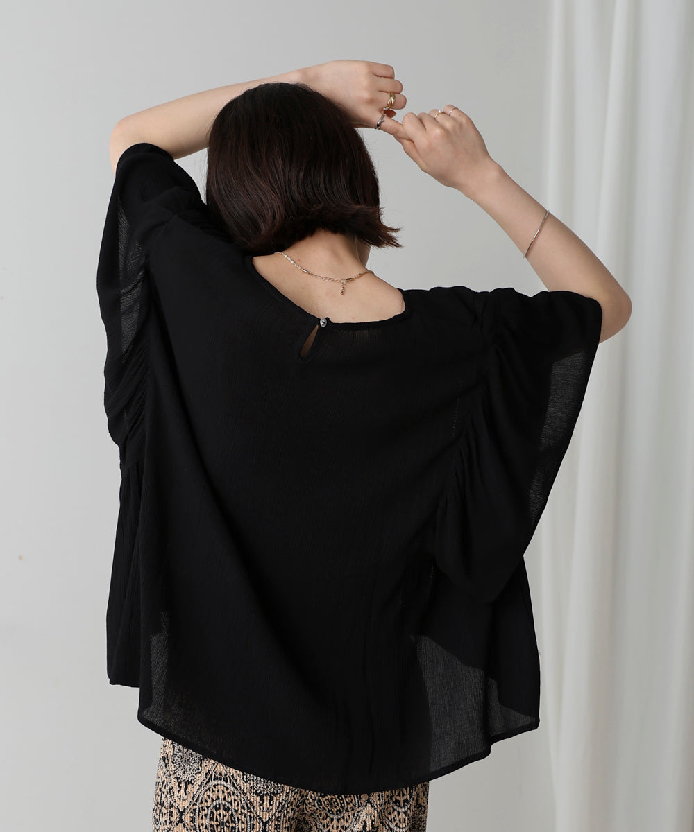 レーヨンクレープフレアスリーブブラウス