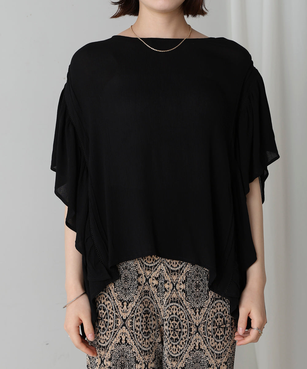 レーヨンクレープフレアスリーブブラウス