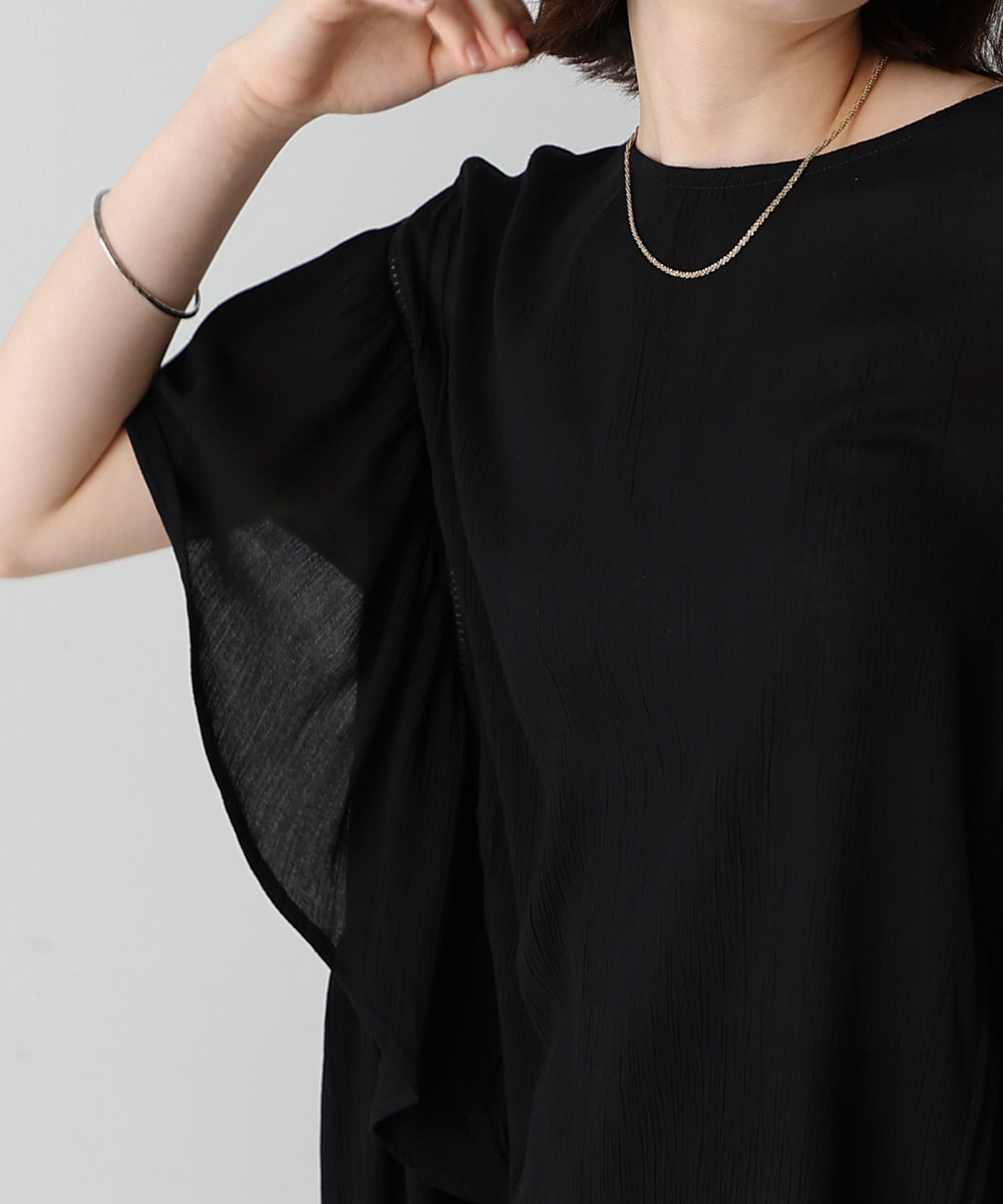 レーヨンクレープフレアスリーブブラウス