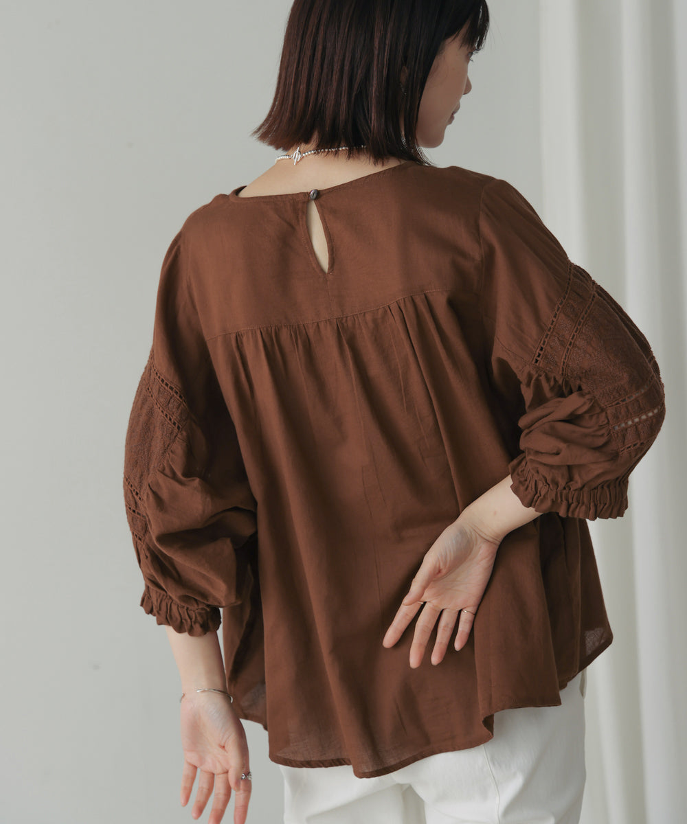 モスコットンエンブロイダリーブラウス
