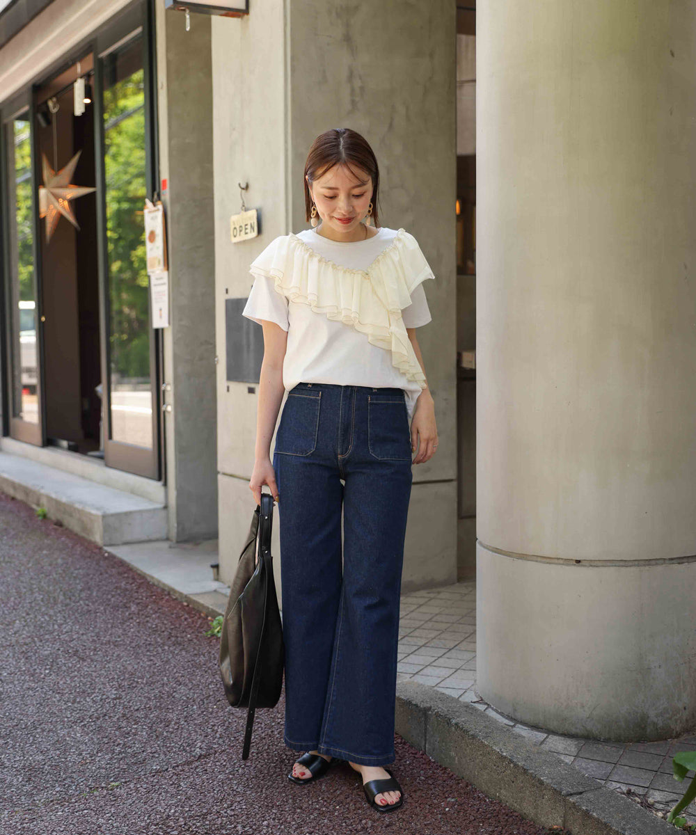 【MARIEコラボ】ショルダーフリルTシャツ