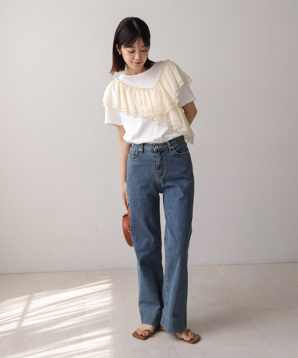 【MARIEコラボ】ショルダーフリルTシャツ