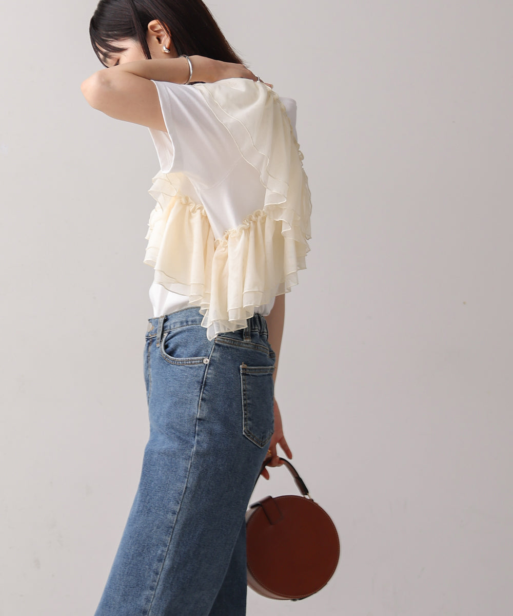 【MARIEコラボ】ショルダーフリルTシャツ