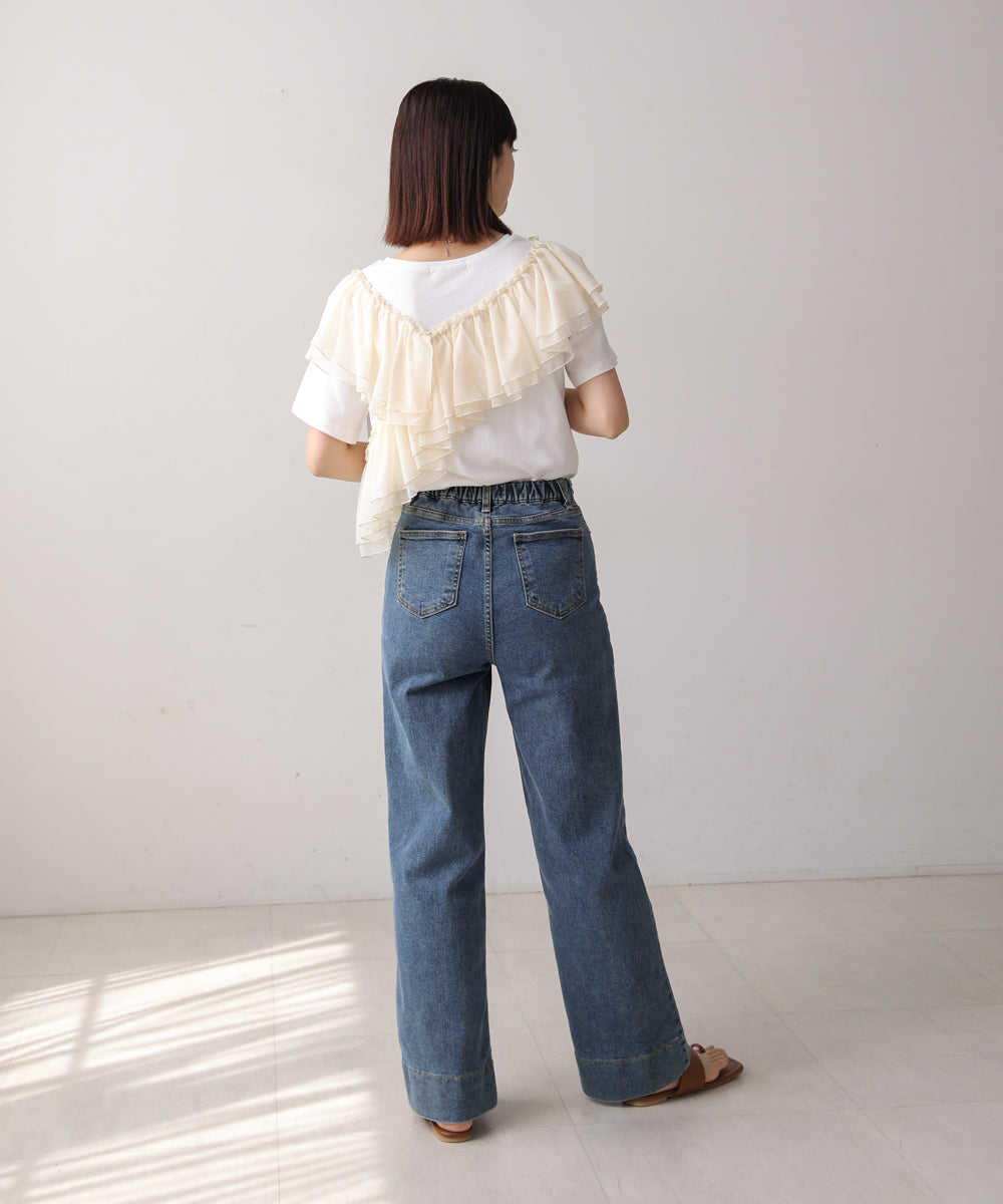 【MARIEコラボ】ショルダーフリルTシャツ