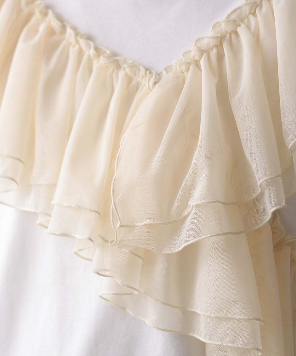 【MARIEコラボ】ショルダーフリルTシャツ