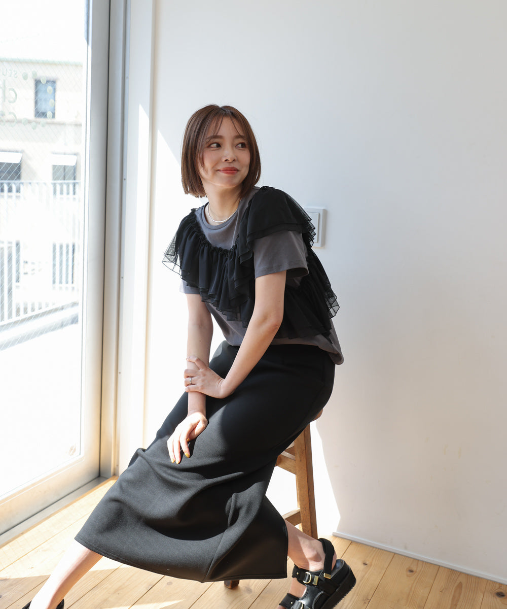 【MARIEコラボ】ショルダーフリルTシャツ