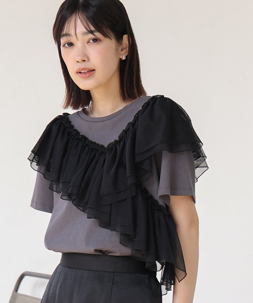 【MARIEコラボ】ショルダーフリルTシャツ