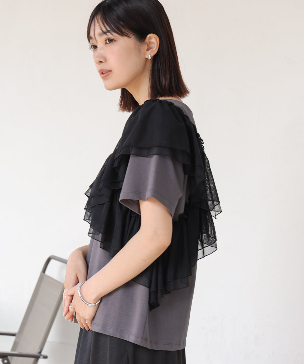 【MARIEコラボ】ショルダーフリルTシャツ