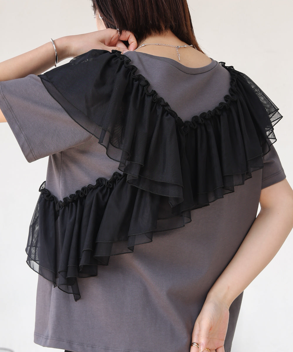 【MARIEコラボ】ショルダーフリルTシャツ