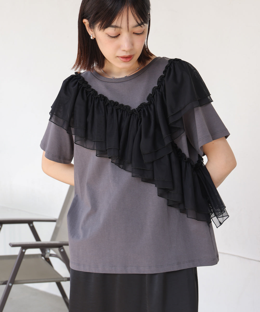 【MARIEコラボ】ショルダーフリルTシャツ