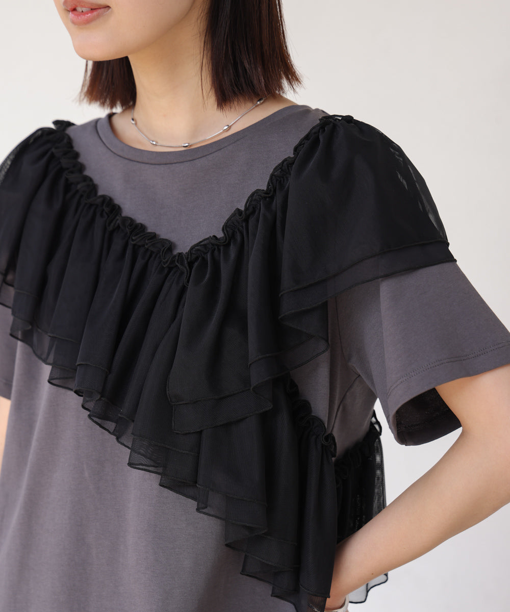 【MARIEコラボ】ショルダーフリルTシャツ