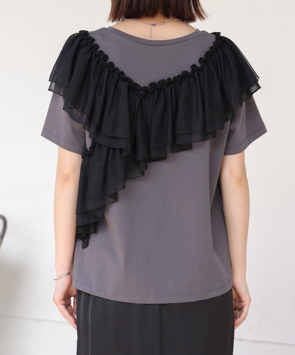 【MARIEコラボ】ショルダーフリルTシャツ