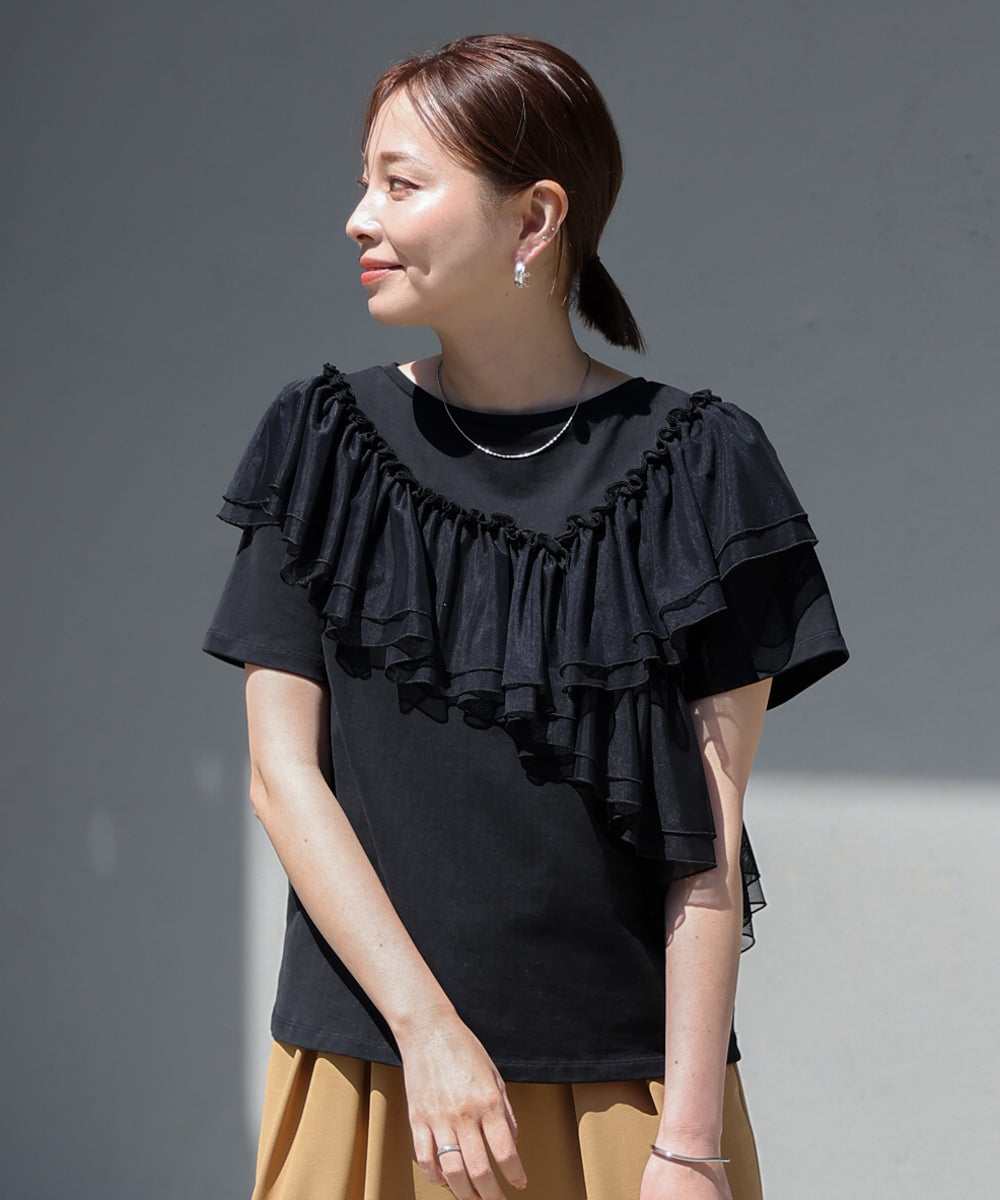 【MARIEコラボ】ショルダーフリルTシャツ