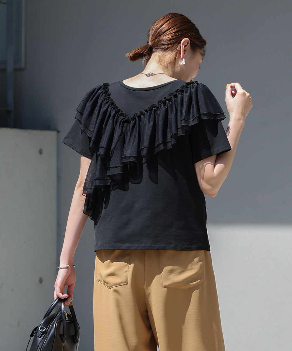 【MARIEコラボ】ショルダーフリルTシャツ