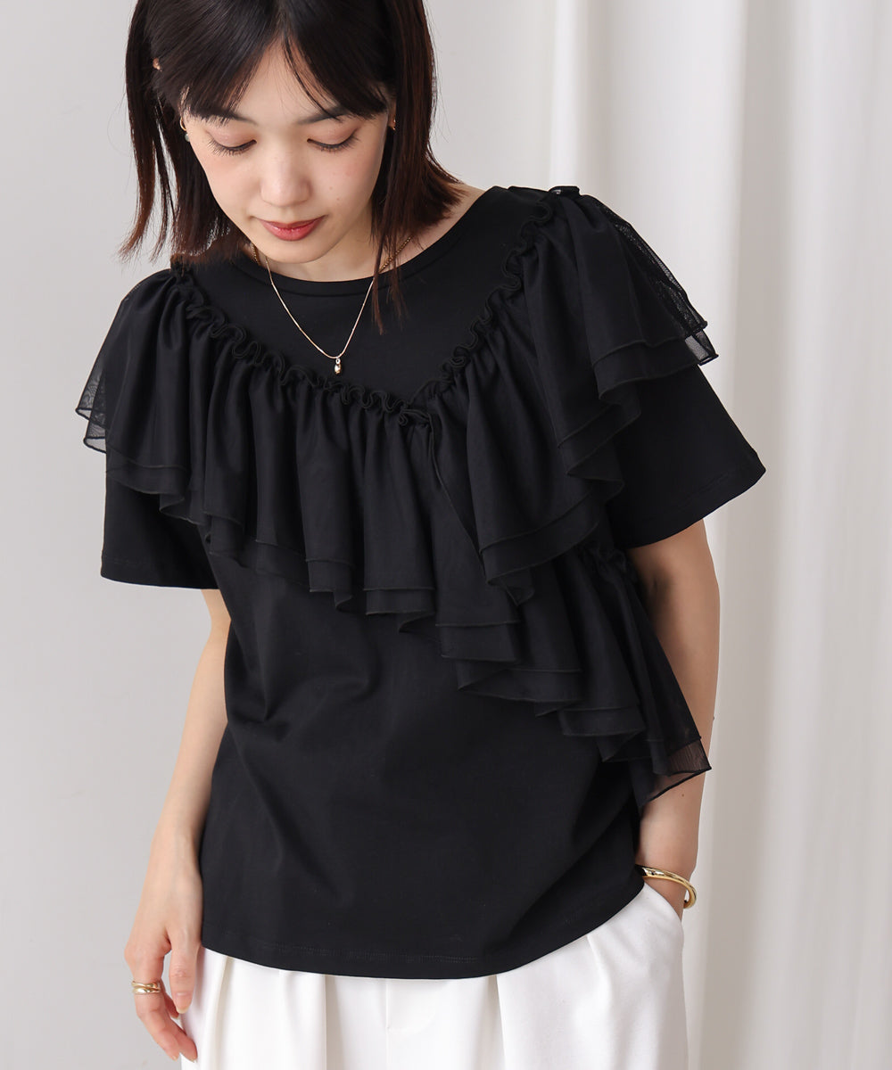 【MARIEコラボ】ショルダーフリルTシャツ