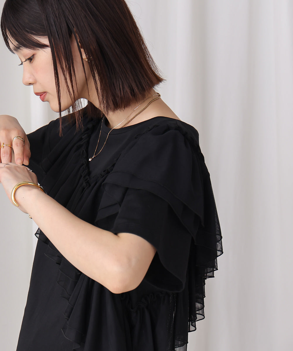 【MARIEコラボ】ショルダーフリルTシャツ