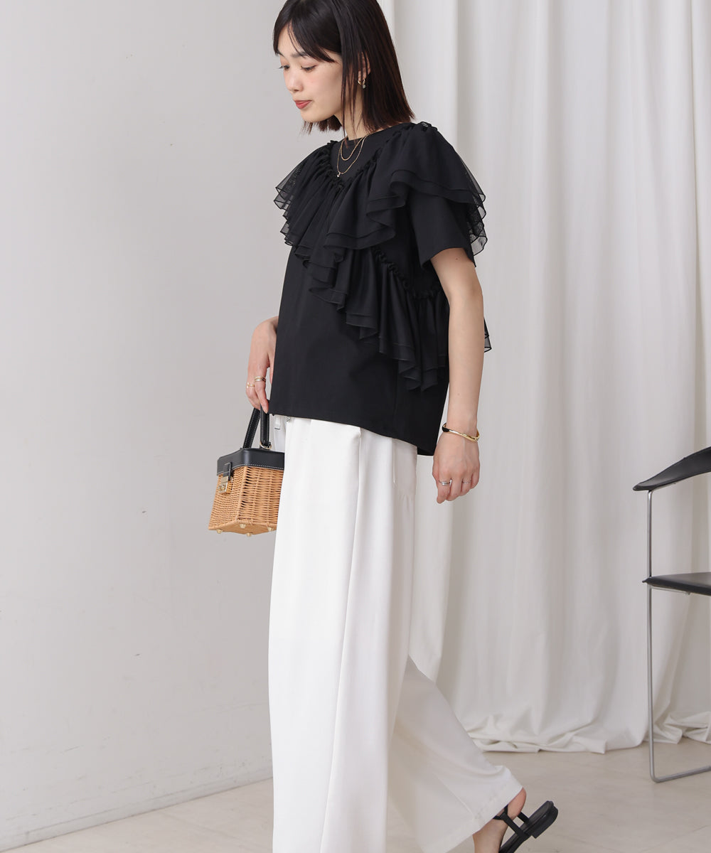 【MARIEコラボ】ショルダーフリルTシャツ