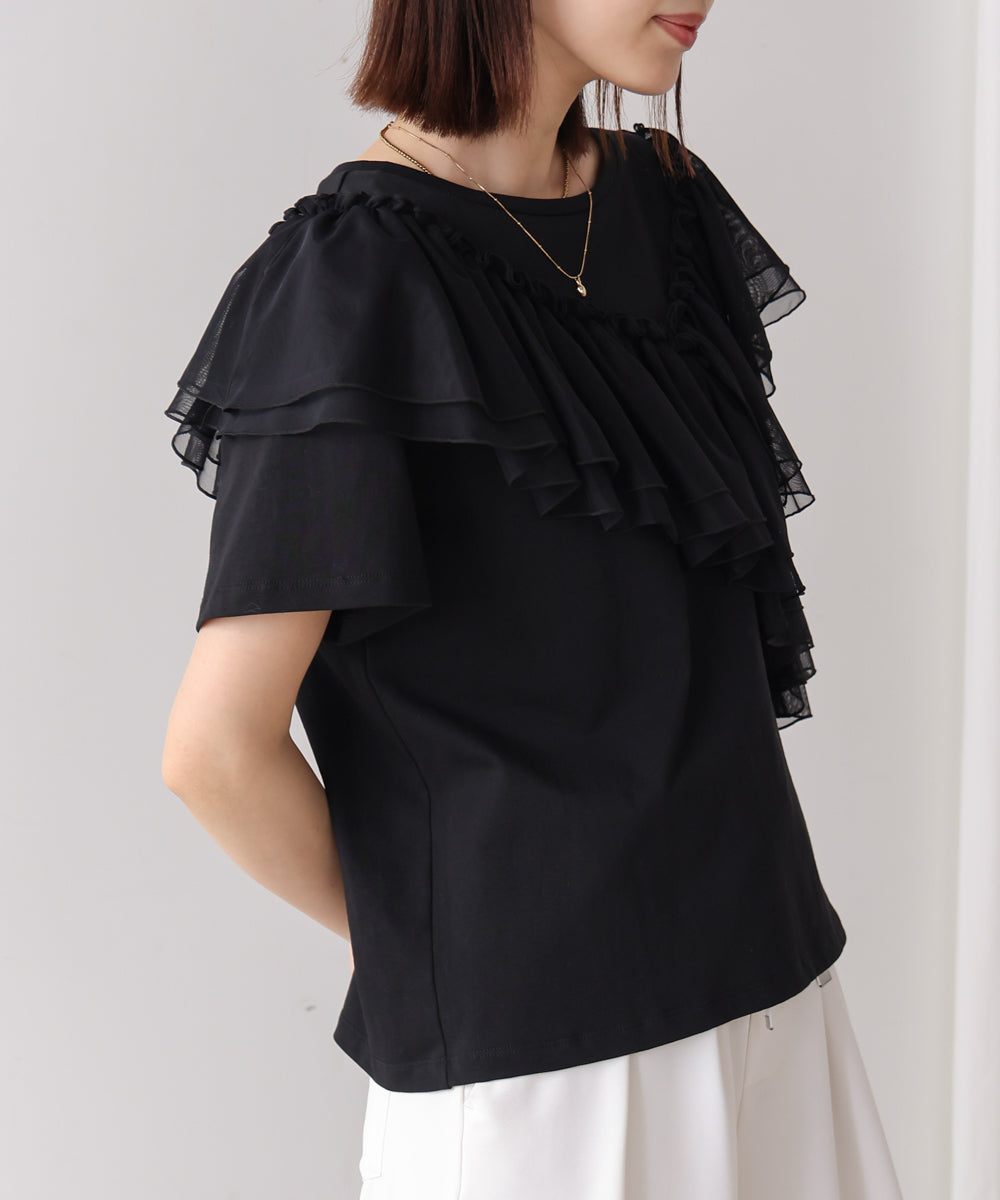 【MARIEコラボ】ショルダーフリルTシャツ