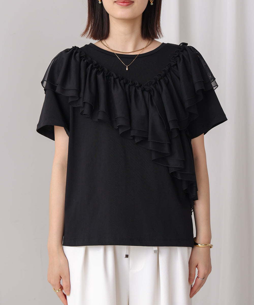 【MARIEコラボ】ショルダーフリルTシャツ