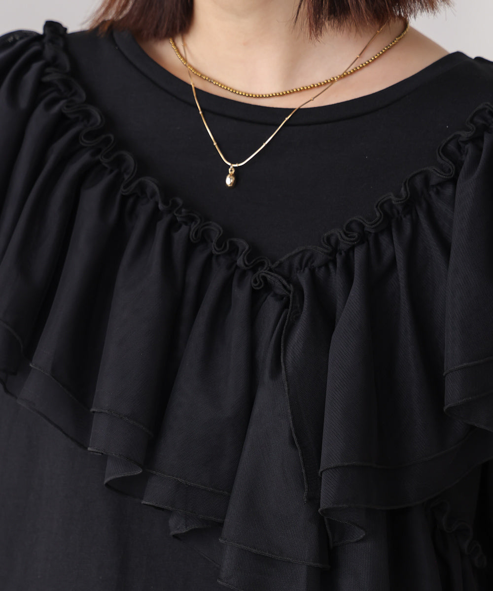 【MARIEコラボ】ショルダーフリルTシャツ