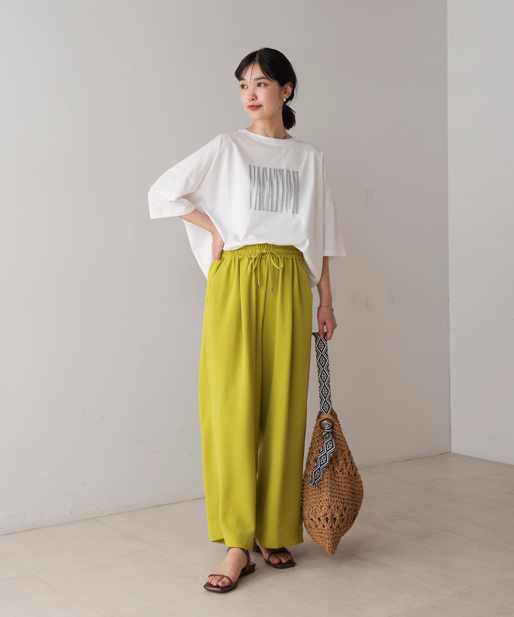 Wシルケット立体グリッターロゴT