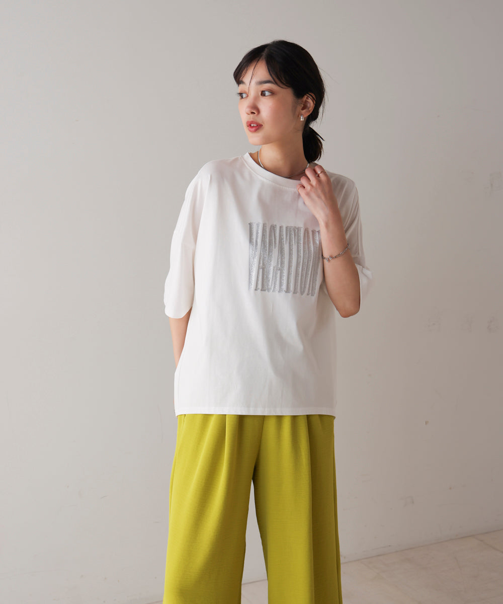 Wシルケット立体グリッターロゴT