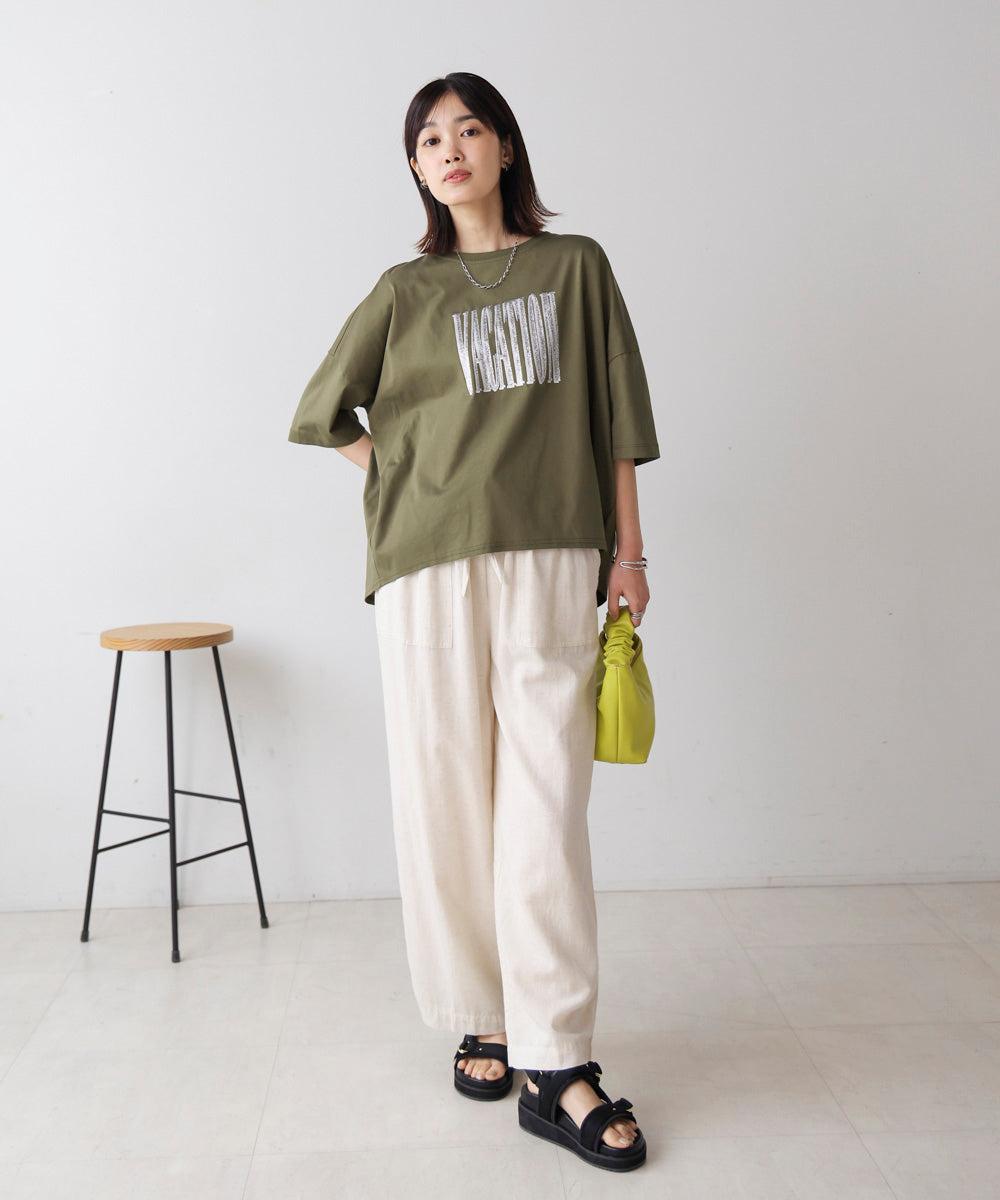 Wシルケット立体グリッターロゴT