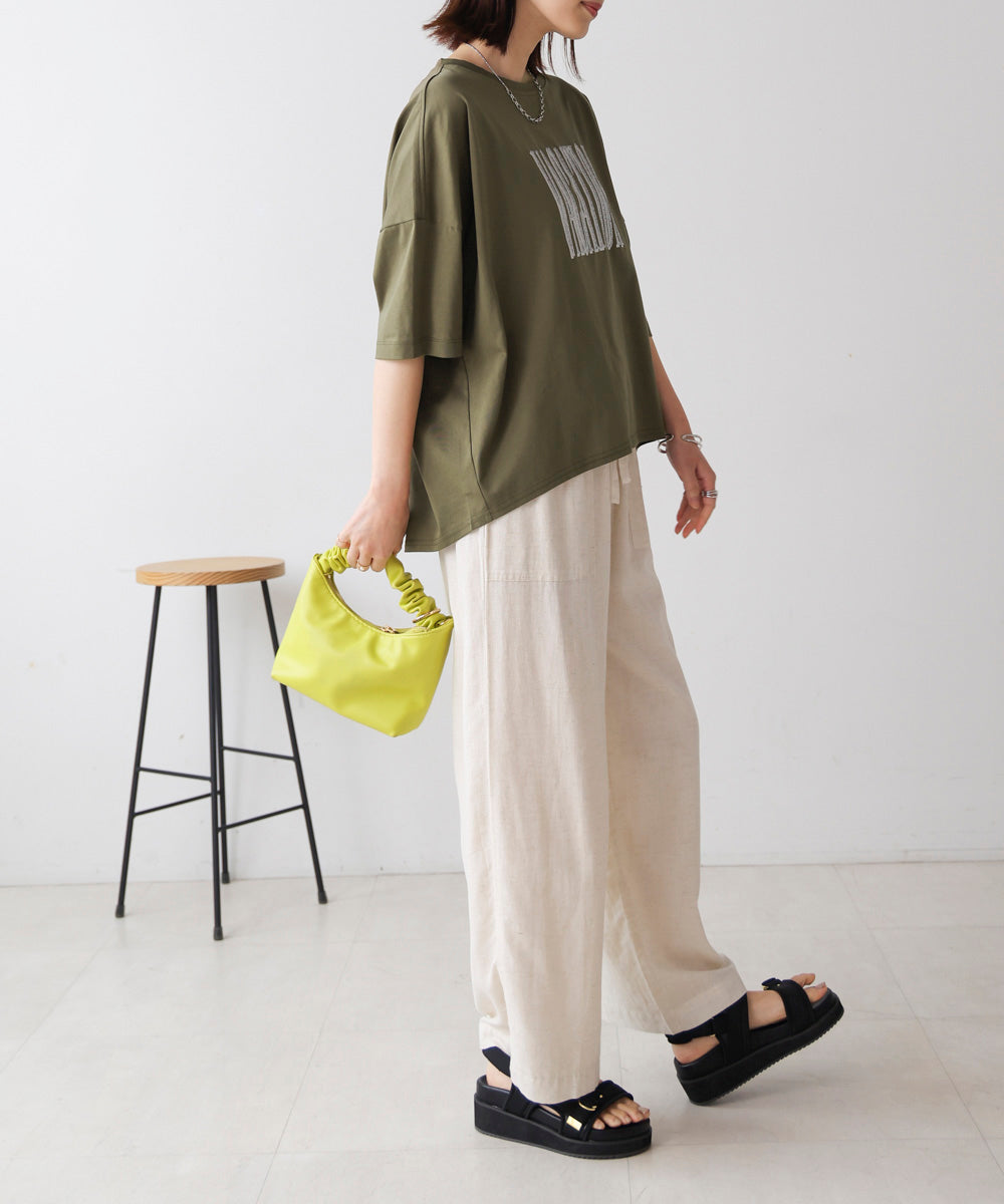 Wシルケット立体グリッターロゴT