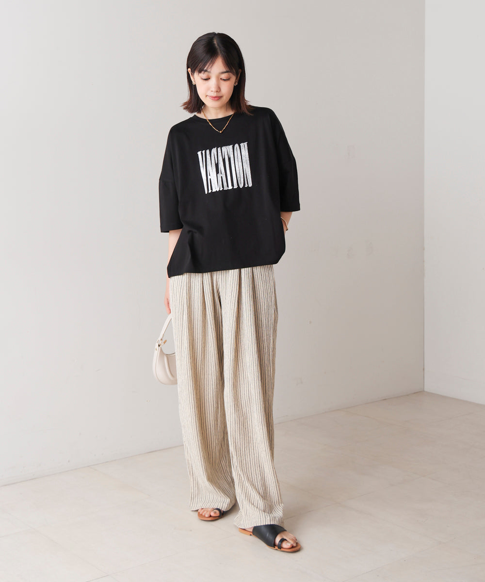 Wシルケット立体グリッターロゴT