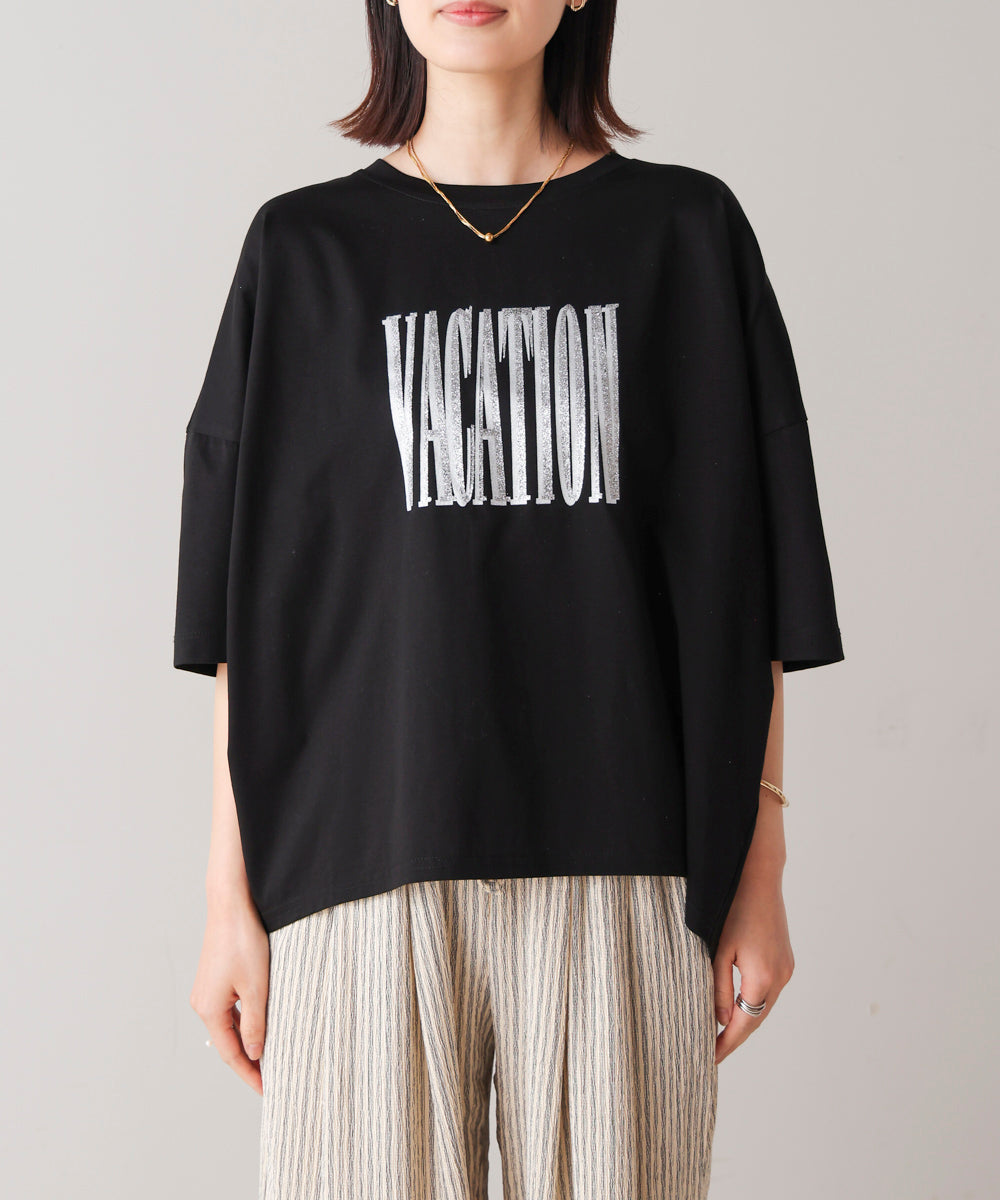 Wシルケット立体グリッターロゴT
