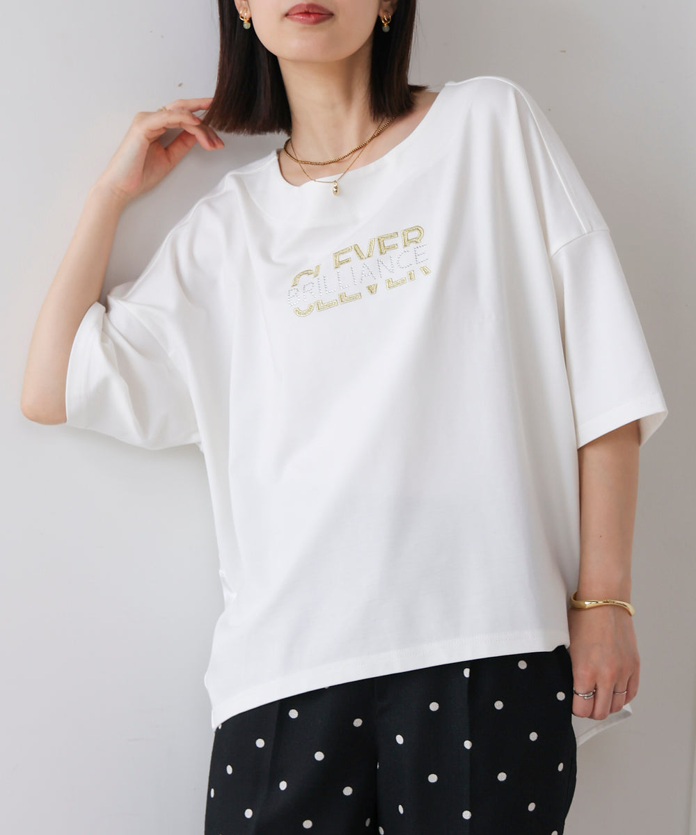 メタリック刺繍ロゴT