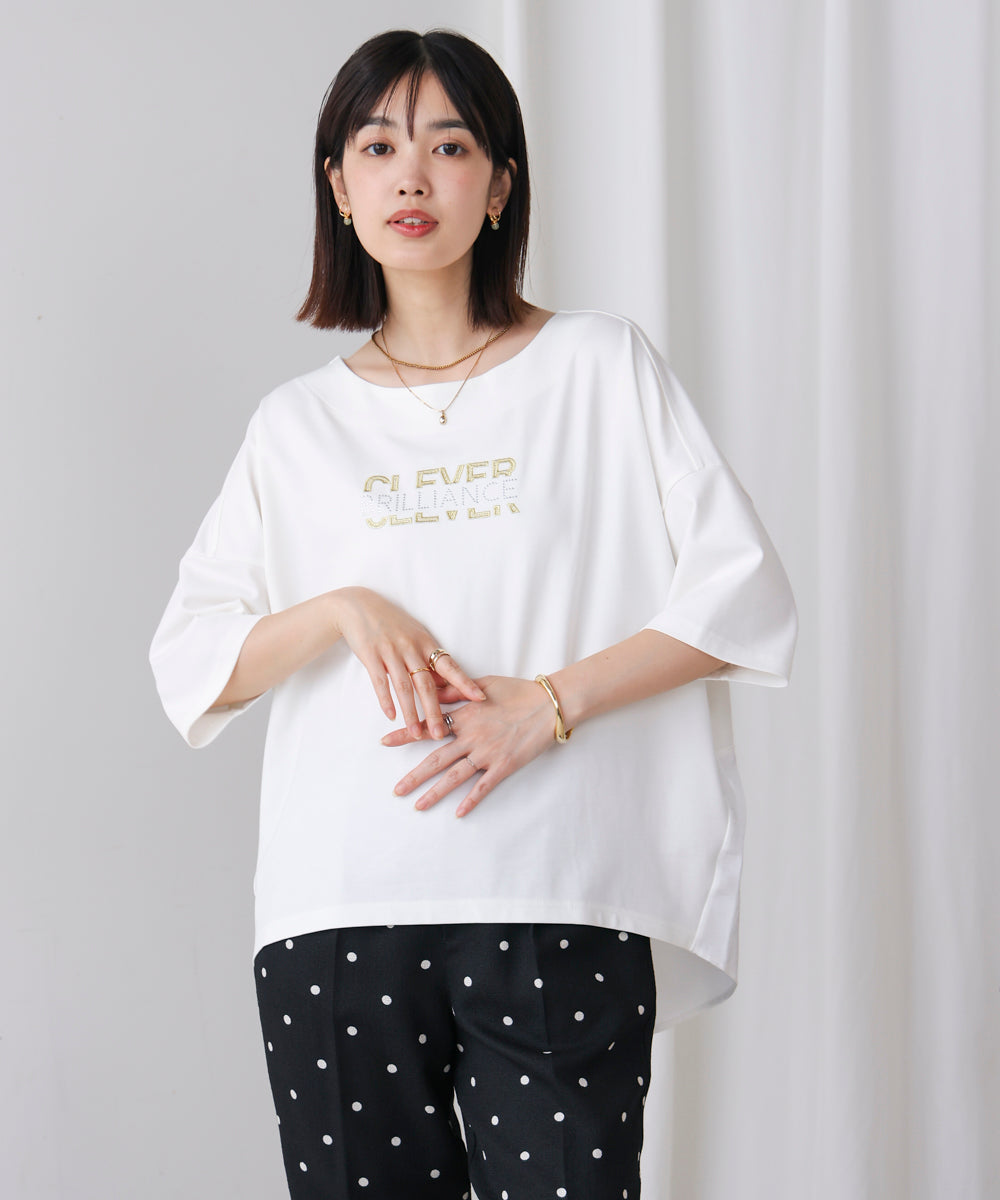 メタリック刺繍ロゴT