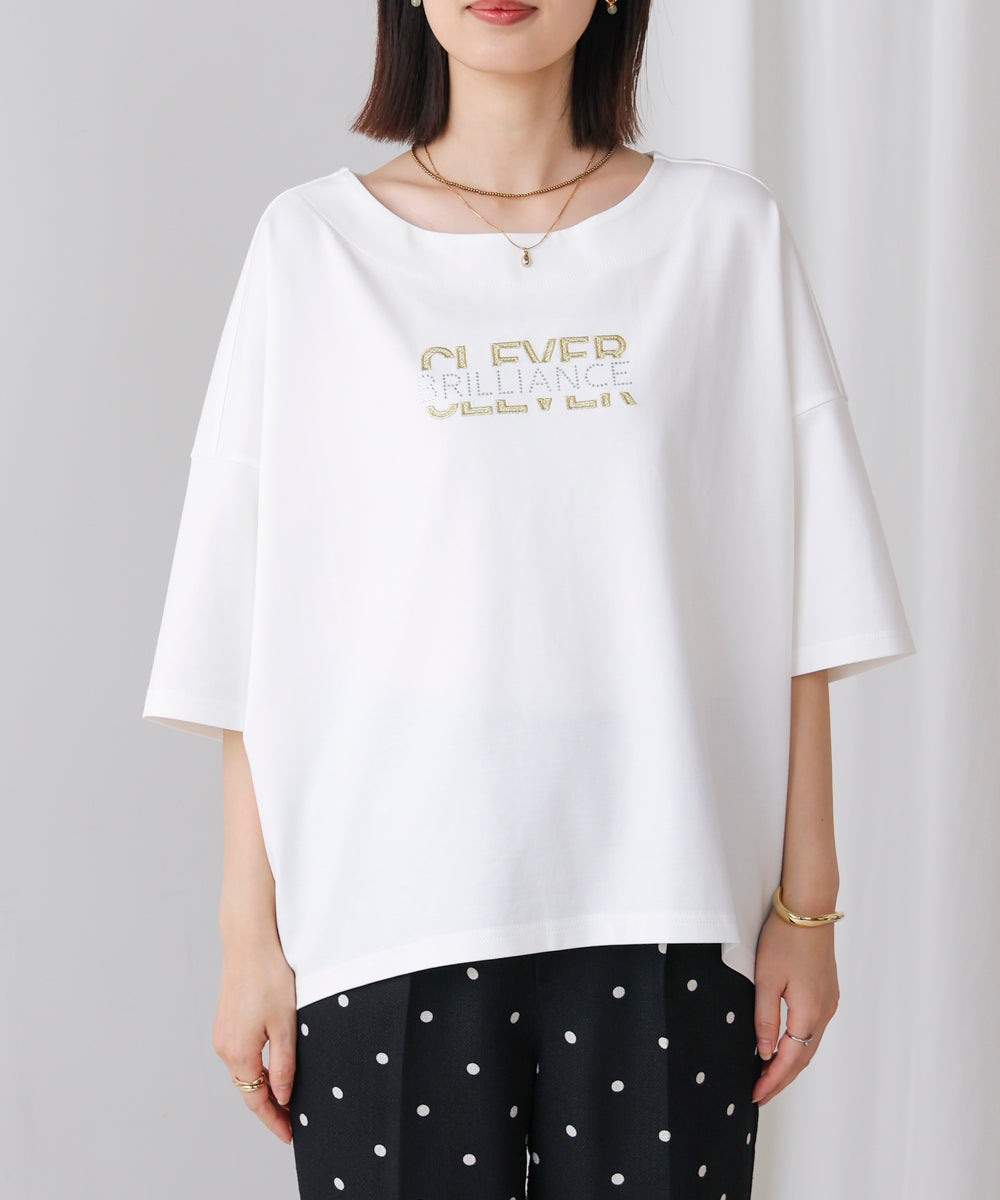 メタリック刺繍ロゴT