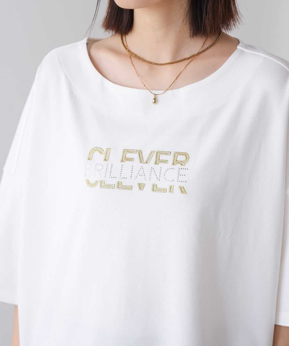メタリック刺繍ロゴT