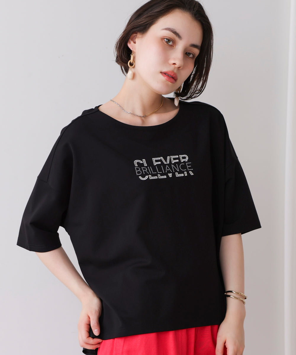 メタリック刺繍ロゴT