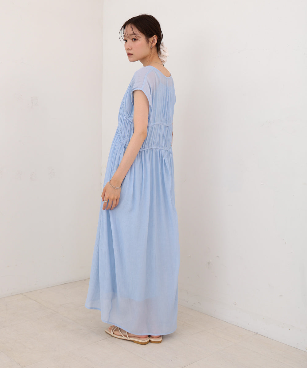 【S・Mサイズ展開】Vネックギャザーリボンワンピース