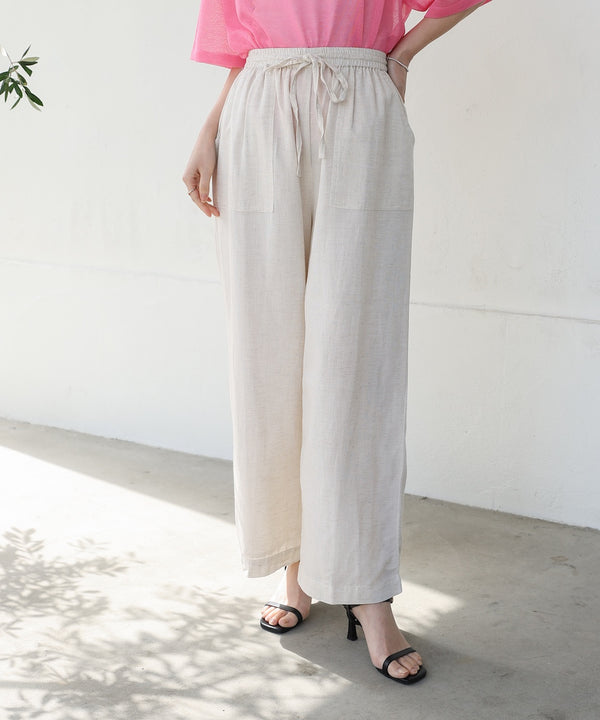 麻混ストレートパンツ