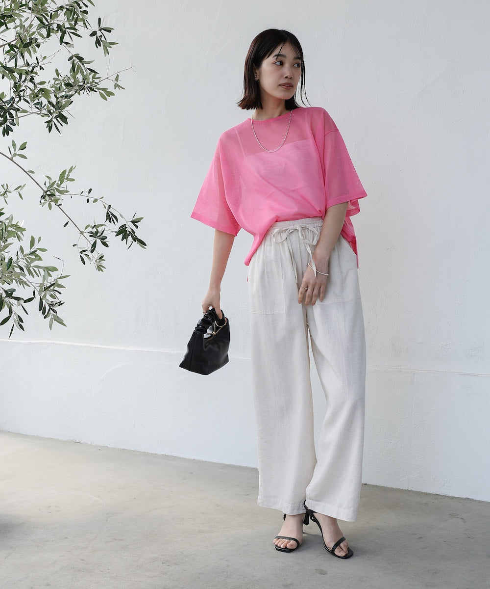 麻混ストレートパンツ