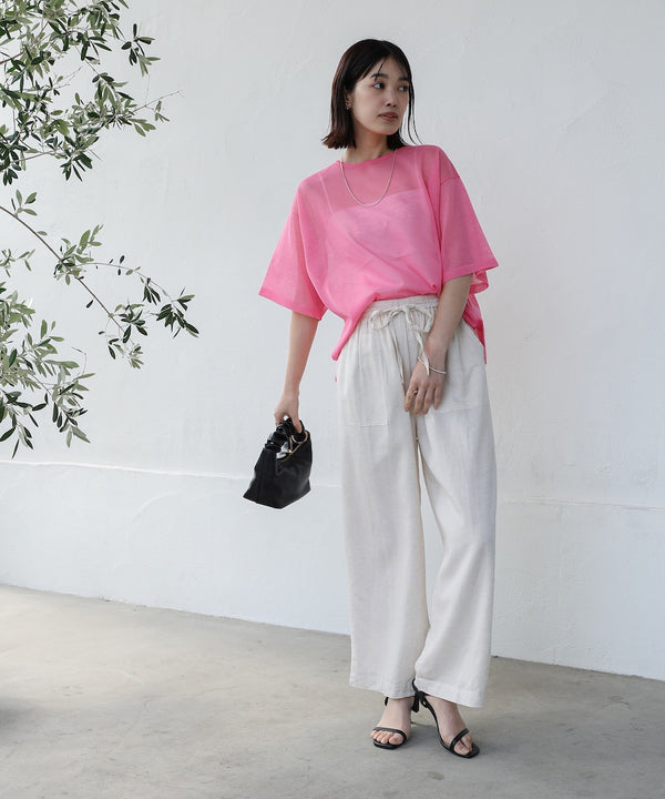 麻混ストレートパンツ