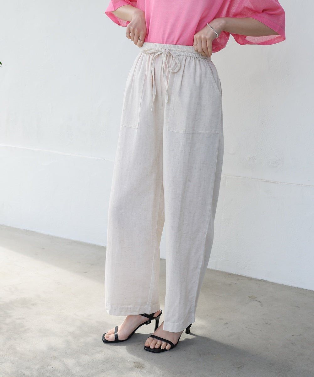 麻混ストレートパンツ