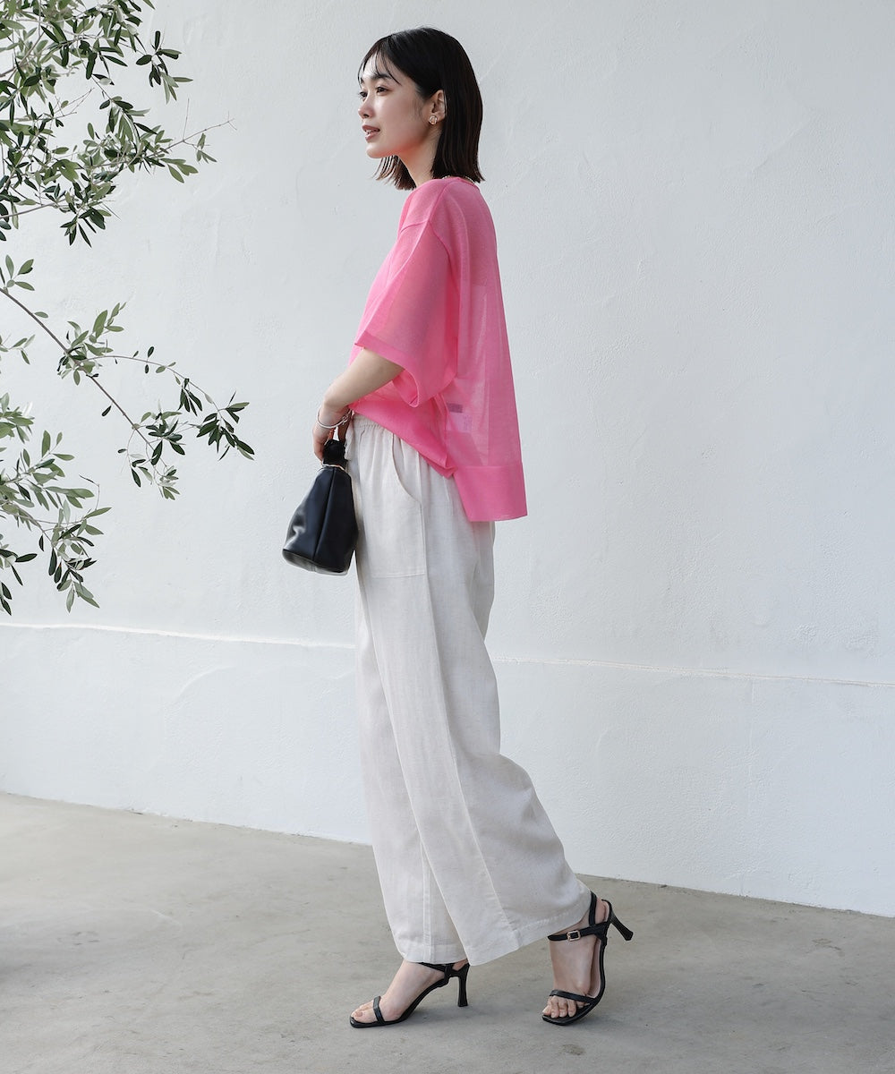 麻混ストレートパンツ