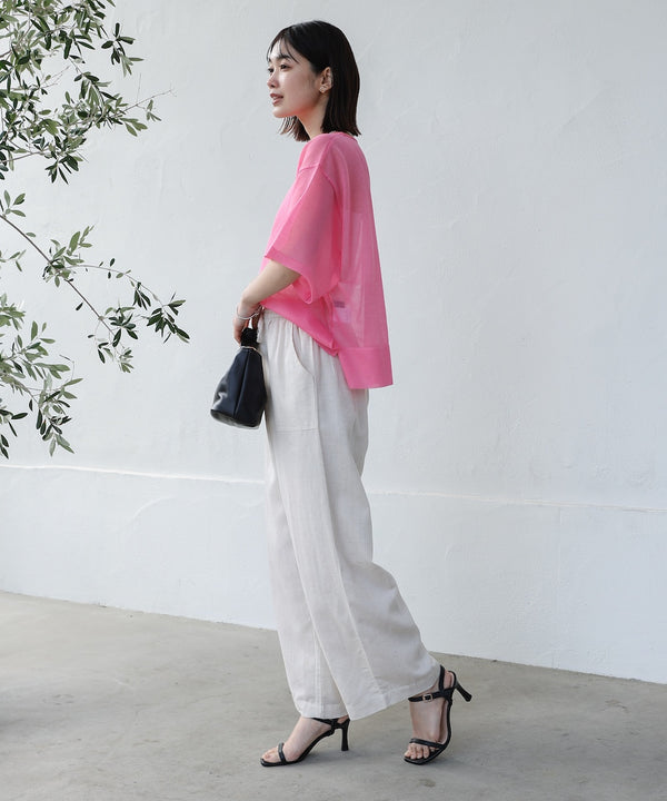 麻混ストレートパンツ